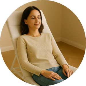 women in a lounge chair
