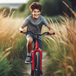 boy on a red bike