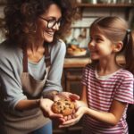 women giving cookie