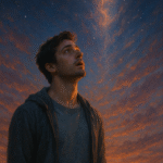 man looking to god