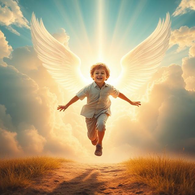 boy walking in heaven