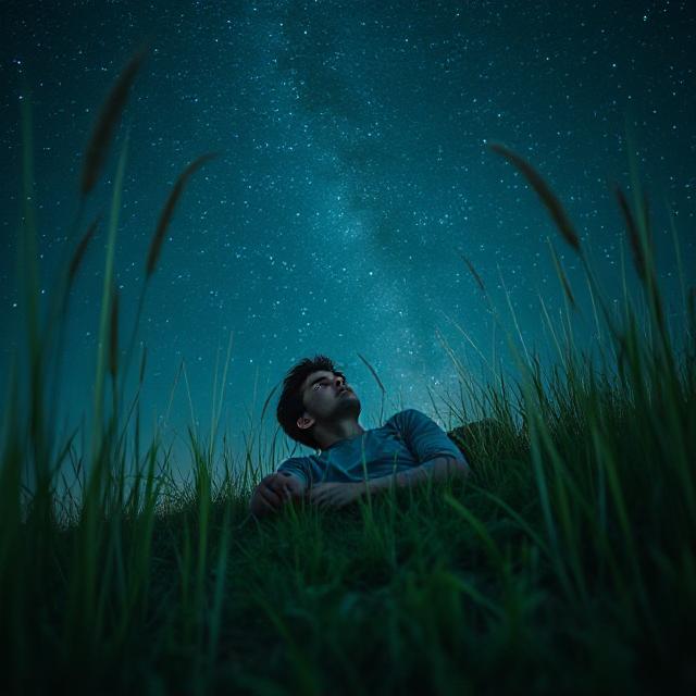 boy looking at the stars